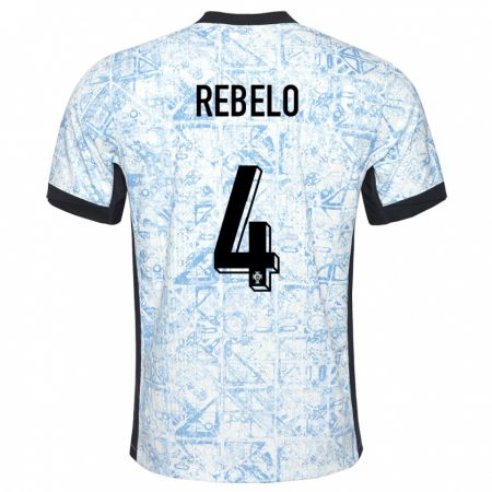 Kandiny Niño Camiseta Portugal Silvia Rebelo #4 Crema Azul 2ª Equipación 24-26 La Camisa Chile