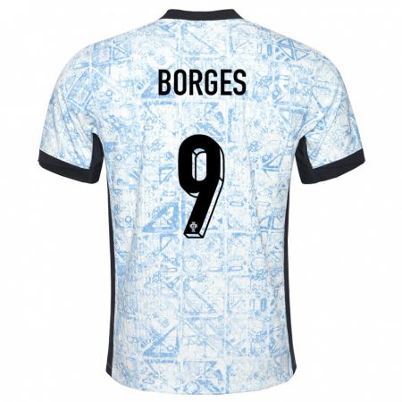 Kandiny Niño Camiseta Portugal Ana Borges #9 Crema Azul 2ª Equipación 24-26 La Camisa Chile