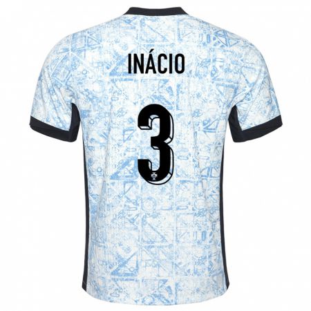 Kandiny Niño Camiseta Portugal Goncalo Inacio #3 Crema Azul 2ª Equipación 24-26 La Camisa Chile
