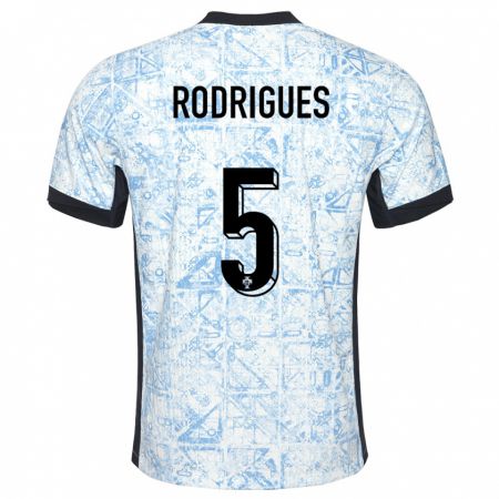 Kandiny Niño Camiseta Portugal Rafael Rodrigues #5 Crema Azul 2ª Equipación 24-26 La Camisa Chile