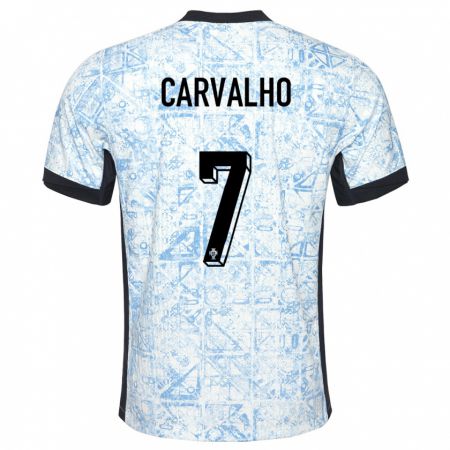 Kandiny Niño Camiseta Portugal Fabio Carvalho #7 Crema Azul 2ª Equipación 24-26 La Camisa Chile