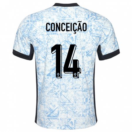 Kandiny Niño Camiseta Portugal Rodrigo Conceicao #14 Crema Azul 2ª Equipación 24-26 La Camisa Chile