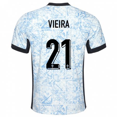 Kandiny Niño Camiseta Portugal Fabio Vieira #21 Crema Azul 2ª Equipación 24-26 La Camisa Chile
