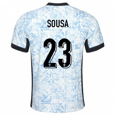 Kandiny Niño Camiseta Portugal Afonso Sousa #23 Crema Azul 2ª Equipación 24-26 La Camisa Chile
