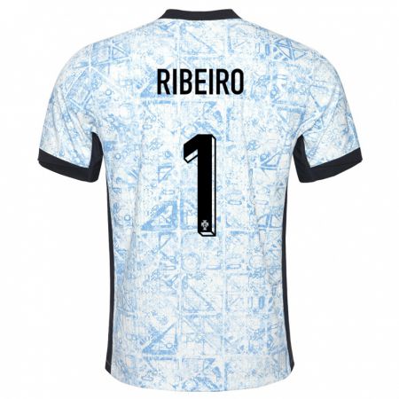 Kandiny Niño Camiseta Portugal Goncalo Ribeiro #1 Crema Azul 2ª Equipación 24-26 La Camisa Chile