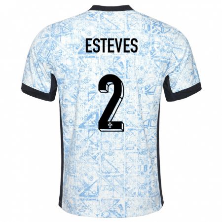 Kandiny Niño Camiseta Portugal Goncalo Esteves #2 Crema Azul 2ª Equipación 24-26 La Camisa Chile
