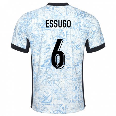 Kandiny Niño Camiseta Portugal Dario Essugo #6 Crema Azul 2ª Equipación 24-26 La Camisa Chile