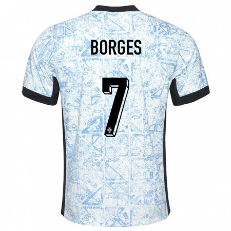 Kandiny Niño Camiseta Portugal Carlos Borges #7 Crema Azul 2ª Equipación 24-26 La Camisa Chile