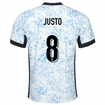Kandiny Niño Camiseta Portugal Samuel Justo #8 Crema Azul 2ª Equipación 24-26 La Camisa Chile