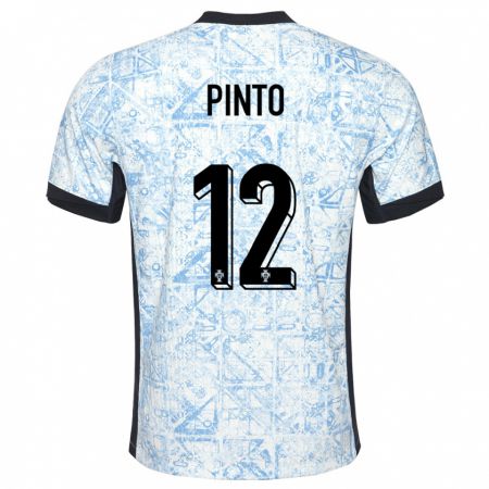 Kandiny Niño Camiseta Portugal Diogo Pinto #12 Crema Azul 2ª Equipación 24-26 La Camisa Chile