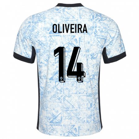 Kandiny Niño Camiseta Portugal Hugo Oliveira #14 Crema Azul 2ª Equipación 24-26 La Camisa Chile