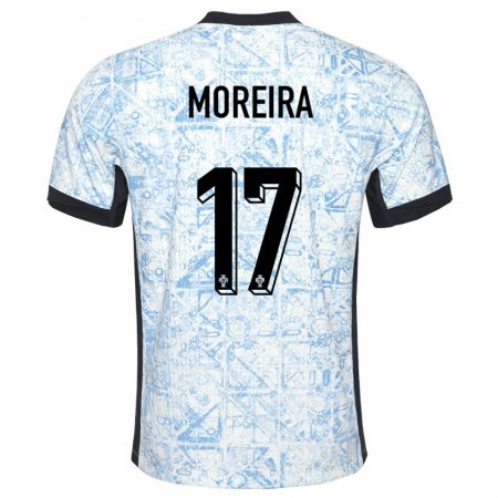 Kandiny Niño Camiseta Portugal Afonso Moreira #17 Crema Azul 2ª Equipación 24-26 La Camisa Chile