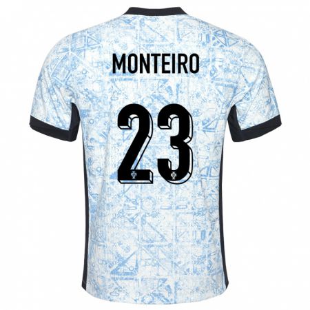 Kandiny Niño Camiseta Portugal David Monteiro #23 Crema Azul 2ª Equipación 24-26 La Camisa Chile