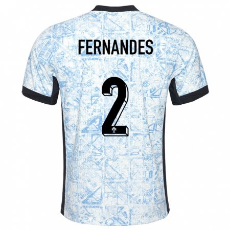 Kandiny Niño Camiseta Portugal Martim Fernandes #2 Crema Azul 2ª Equipación 24-26 La Camisa Chile