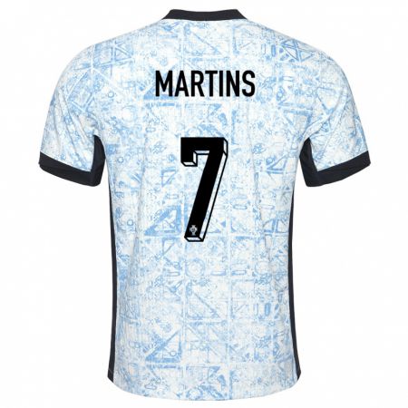 Kandiny Niño Camiseta Portugal Gil Martins #7 Crema Azul 2ª Equipación 24-26 La Camisa Chile