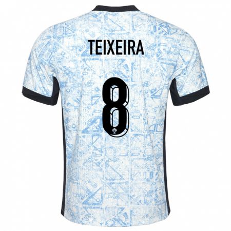 Kandiny Niño Camiseta Portugal Joao Teixeira #8 Crema Azul 2ª Equipación 24-26 La Camisa Chile