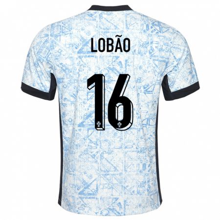 Kandiny Niño Camiseta Portugal Diogo Lobao #16 Crema Azul 2ª Equipación 24-26 La Camisa Chile