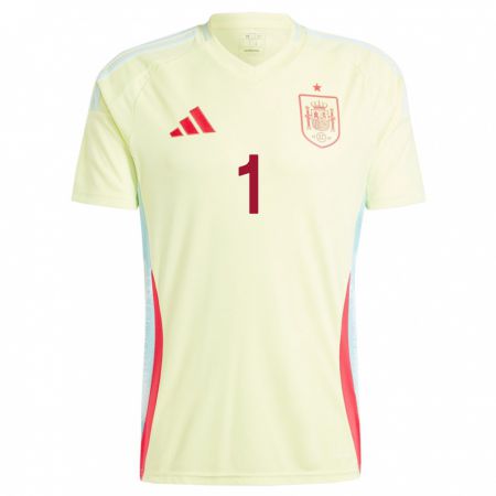 Kandiny Niño Camiseta España Robert Sanchez #1 Amarillo 2ª Equipación 24-26 La Camisa Chile