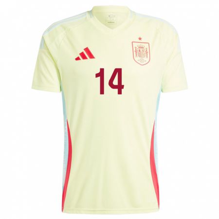 Kandiny Niño Camiseta España Rafel Obrador #14 Amarillo 2ª Equipación 24-26 La Camisa Chile