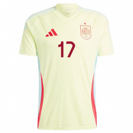 Kandiny Niño Camiseta España Angel Ortiz #17 Amarillo 2ª Equipación 24-26 La Camisa Chile