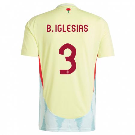 Kandiny Niño Camiseta España Borja Iglesias #3 Amarillo 2ª Equipación 24-26 La Camisa Chile