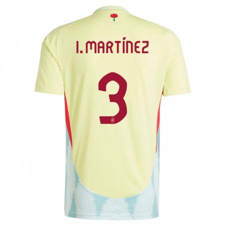 Kandiny Niño Camiseta España Inigo Martinez #3 Amarillo 2ª Equipación 24-26 La Camisa Chile