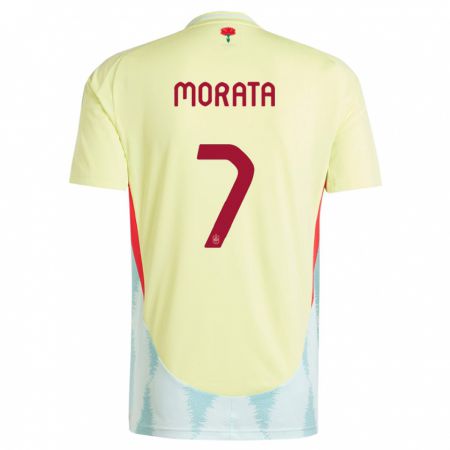Kandiny Niño Camiseta España Alvaro Morata #7 Amarillo 2ª Equipación 24-26 La Camisa Chile