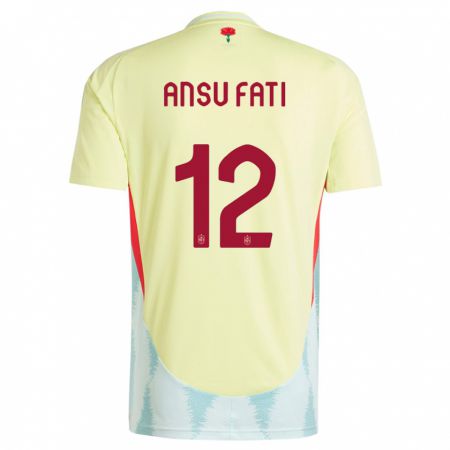 Kandiny Niño Camiseta España Ansu Fati #12 Amarillo 2ª Equipación 24-26 La Camisa Chile