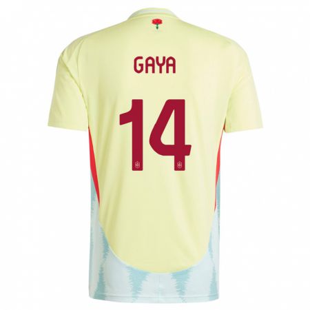 Kandiny Niño Camiseta España Jose Gaya #14 Amarillo 2ª Equipación 24-26 La Camisa Chile