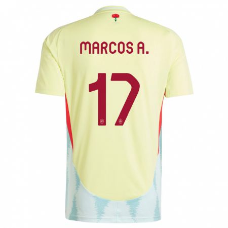 Kandiny Niño Camiseta España Marcos Alonso #17 Amarillo 2ª Equipación 24-26 La Camisa Chile