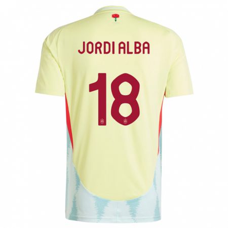 Kandiny Niño Camiseta España Jordi Alba #18 Amarillo 2ª Equipación 24-26 La Camisa Chile