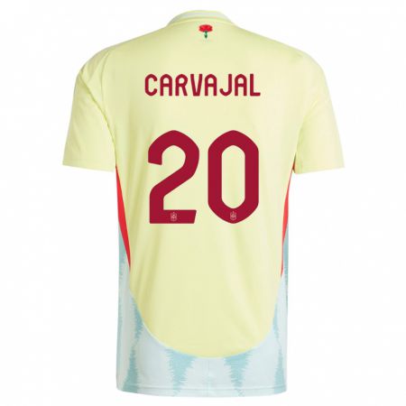 Kandiny Niño Camiseta España Daniel Carvajal #20 Amarillo 2ª Equipación 24-26 La Camisa Chile