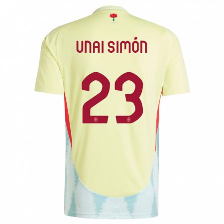 Kandiny Niño Camiseta España Unai Simon #23 Amarillo 2ª Equipación 24-26 La Camisa Chile