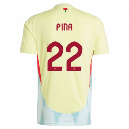 Kandiny Niño Camiseta España Claudia Pina #22 Amarillo 2ª Equipación 24-26 La Camisa Chile