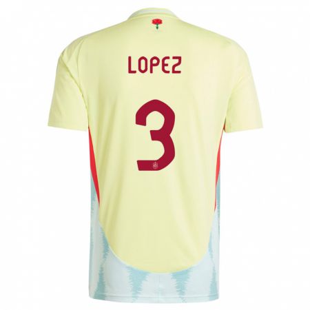Kandiny Niño Camiseta España Juan Lopez #3 Amarillo 2ª Equipación 24-26 La Camisa Chile
