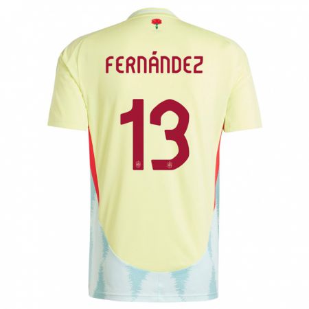 Kandiny Niño Camiseta España Cesar Fernandez #13 Amarillo 2ª Equipación 24-26 La Camisa Chile