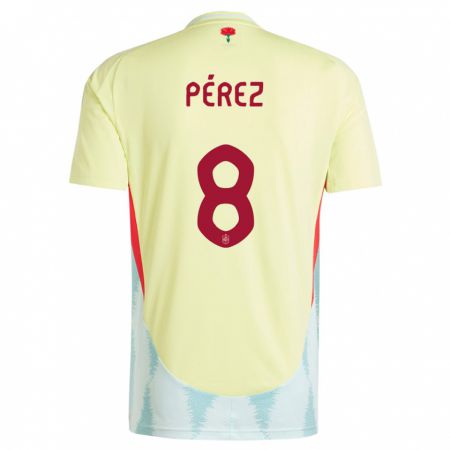 Kandiny Niño Camiseta España Dani Perez #8 Amarillo 2ª Equipación 24-26 La Camisa Chile
