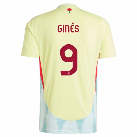 Kandiny Niño Camiseta España Alvaro Gines #9 Amarillo 2ª Equipación 24-26 La Camisa Chile