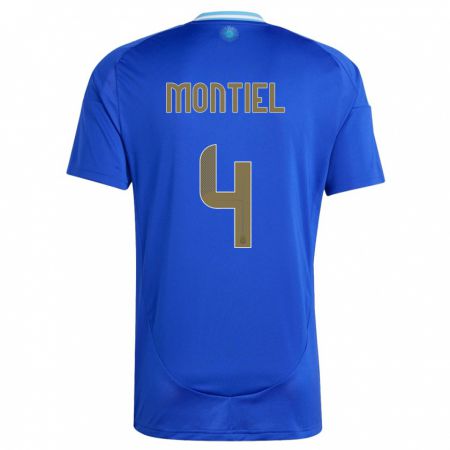 Kandiny Niño Camiseta Argentina Gonzalo Montiel #4 Azul 2ª Equipación 24-26 La Camisa Chile