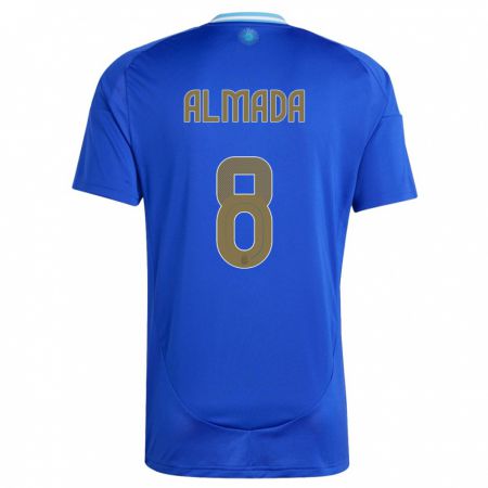 Kandiny Niño Camiseta Argentina Thiago Almada #8 Azul 2ª Equipación 24-26 La Camisa Chile