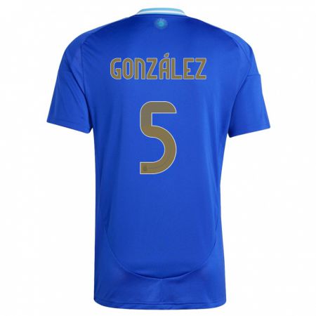 Kandiny Niño Camiseta Argentina Maximiliano Gonzalez #5 Azul 2ª Equipación 24-26 La Camisa Chile