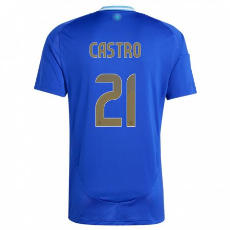 Kandiny Niño Camiseta Argentina Santiago Castro #21 Azul 2ª Equipación 24-26 La Camisa Chile