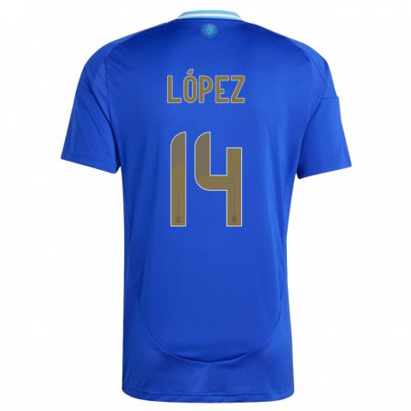 Kandiny Niño Camiseta Argentina Lautaro Lopez #14 Azul 2ª Equipación 24-26 La Camisa Chile