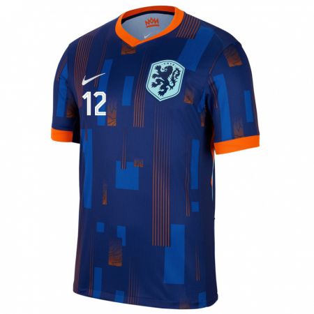Kandiny Niño Camiseta Países Bajos Fenna Kalma #12 Azul 2ª Equipación 24-26 La Camisa Chile