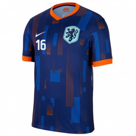 Kandiny Niño Camiseta Países Bajos Tyrell Malacia #16 Azul 2ª Equipación 24-26 La Camisa Chile