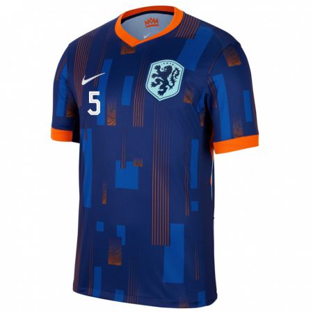 Kandiny Niño Camiseta Países Bajos Rainey Breinburg #5 Azul 2ª Equipación 24-26 La Camisa Chile