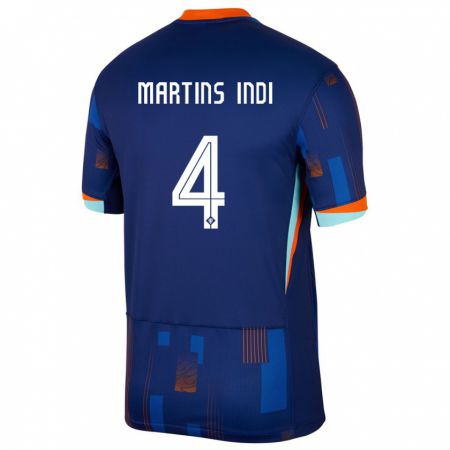 Kandiny Niño Camiseta Países Bajos Bruno Martins Indi #4 Azul 2ª Equipación 24-26 La Camisa Chile