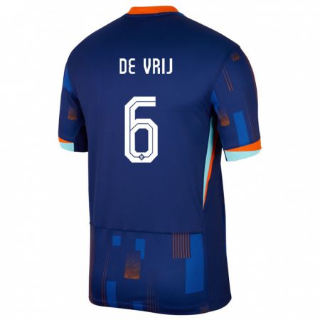 Kandiny Niño Camiseta Países Bajos Stefan De Vrij #6 Azul 2ª Equipación 24-26 La Camisa Chile