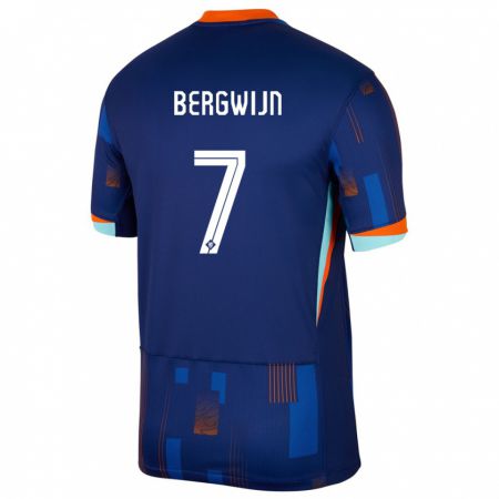 Kandiny Niño Camiseta Países Bajos Steven Bergwijn #7 Azul 2ª Equipación 24-26 La Camisa Chile