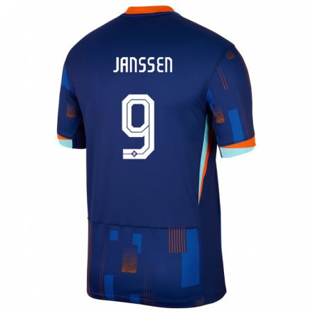 Kandiny Niño Camiseta Países Bajos Vincent Janssen #9 Azul 2ª Equipación 24-26 La Camisa Chile